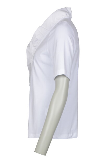Jerseyblus kort ärm volangkrage vit - 2