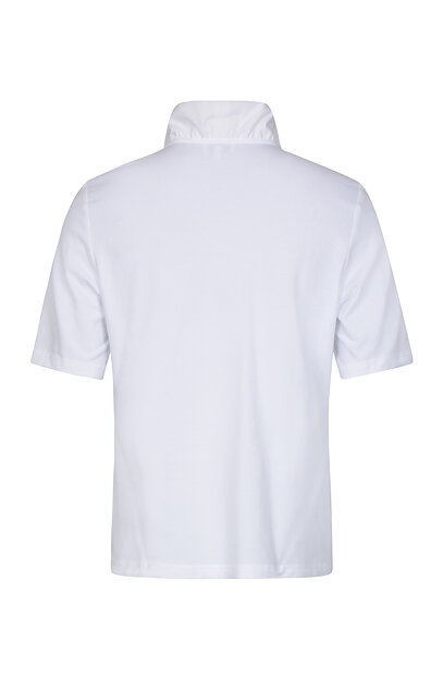 Jerseyblus kort ärm volangkrage vit - 3