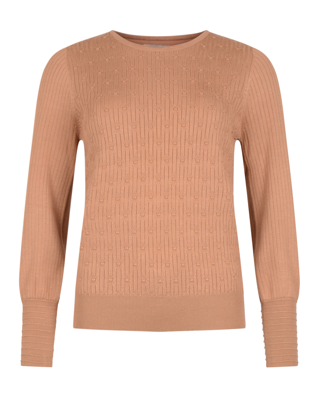 Jumper mönsterstickad bred mudd kamel
