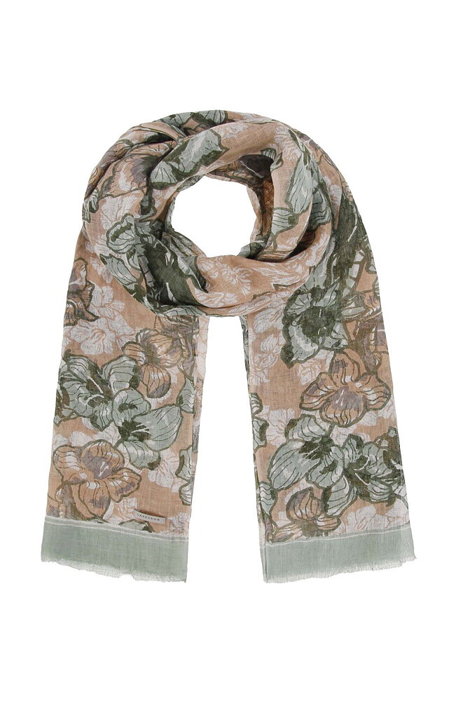 Linnesjal Gloria olivgrön/beige mönstrad