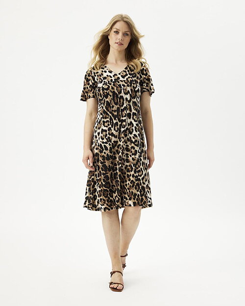 Klänning Lucy beige/brun/svart leopard