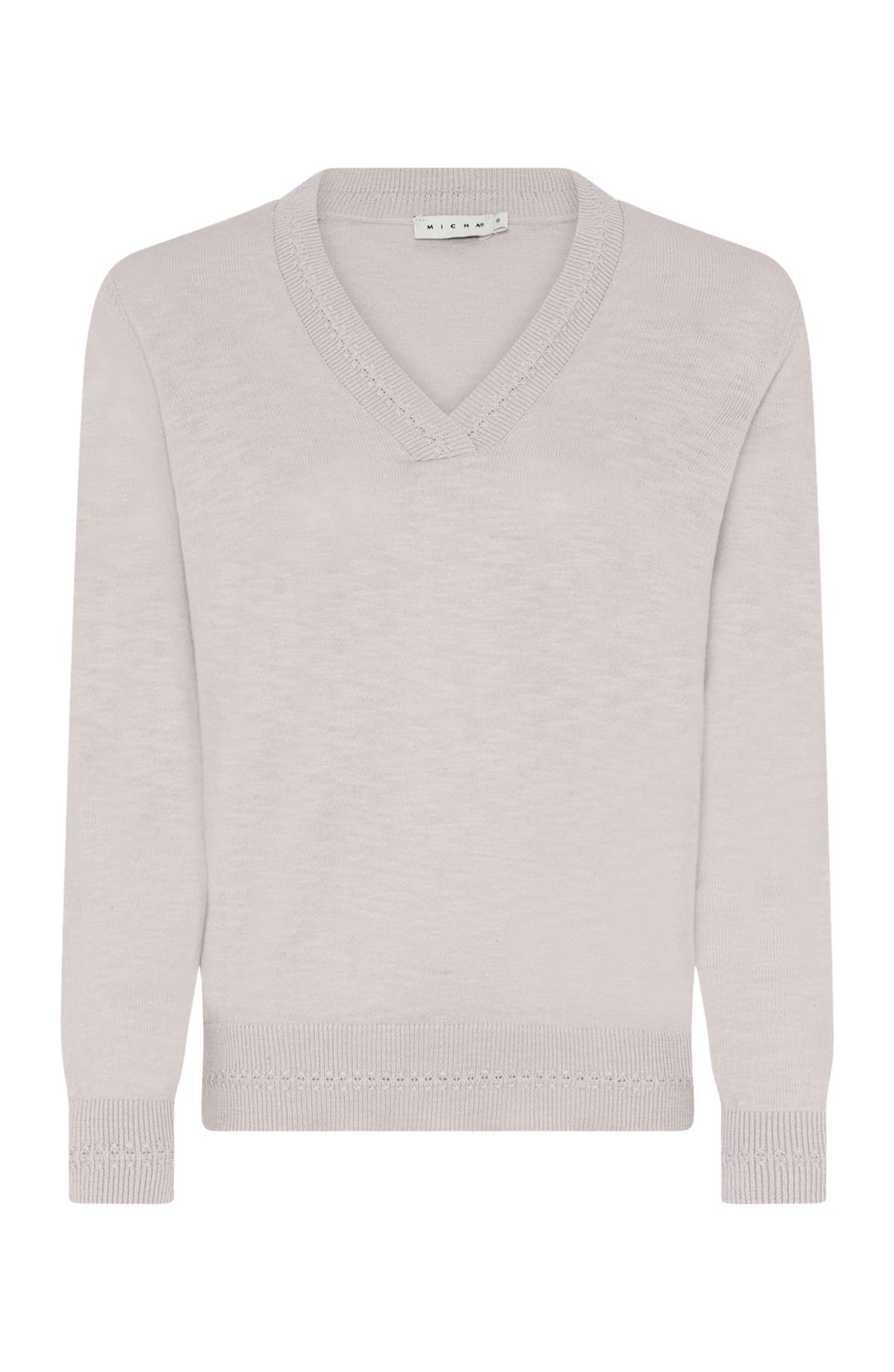 Jumper finstickad v-ringad beige