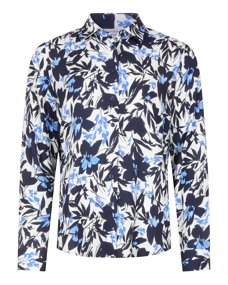 Skjortblus Doria kornblå/blå/vit blommig