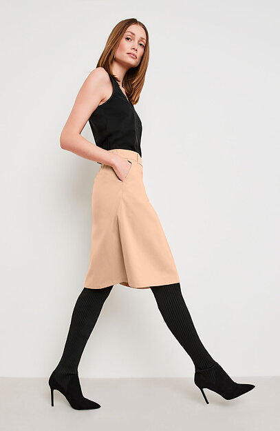 Bomullskjol veck fram beige - 3