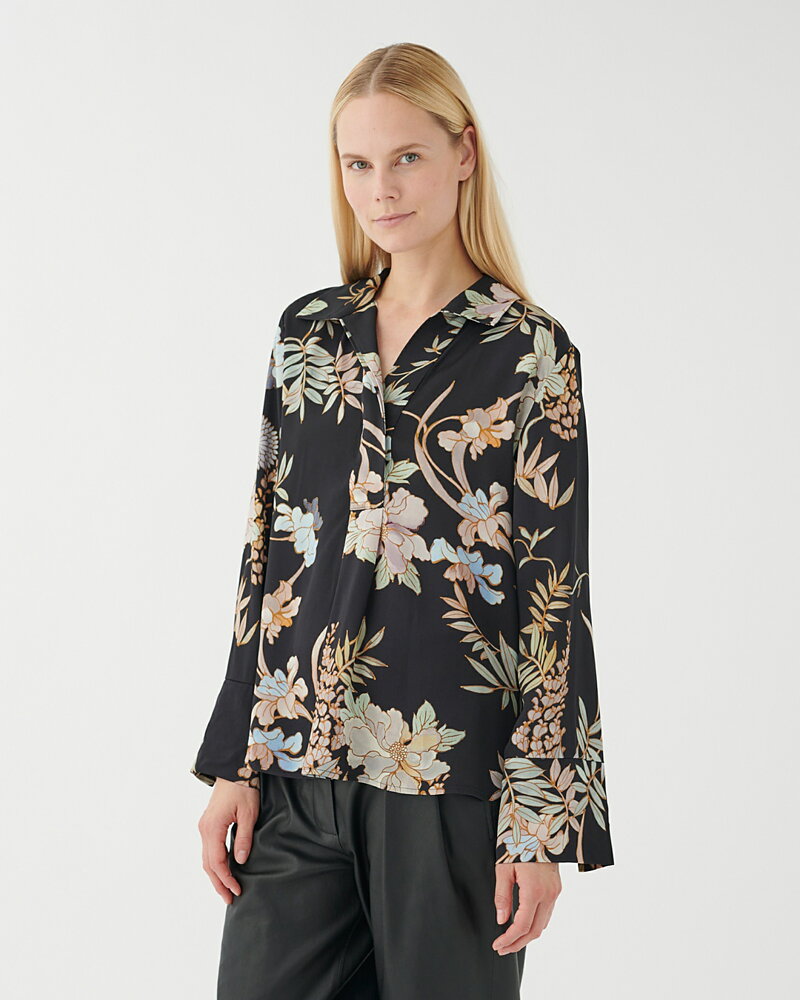 Blus Janet mimosa mönstrad svart