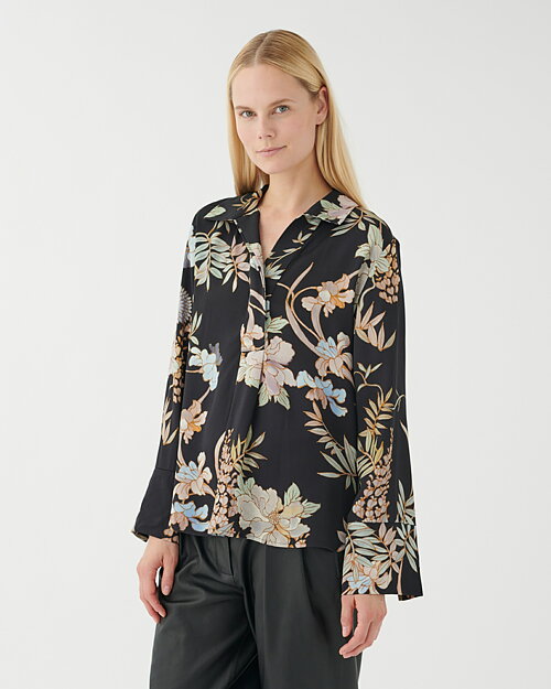 Blus Janet mimosa mönstrad svart