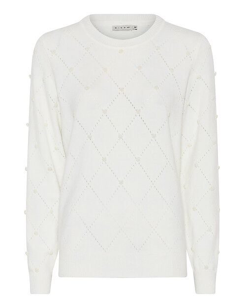 Jumper rutmönstrad med pärlor offwhite