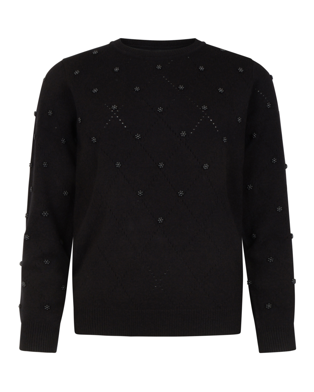 Jumper rutmönstrad med pärlor svart