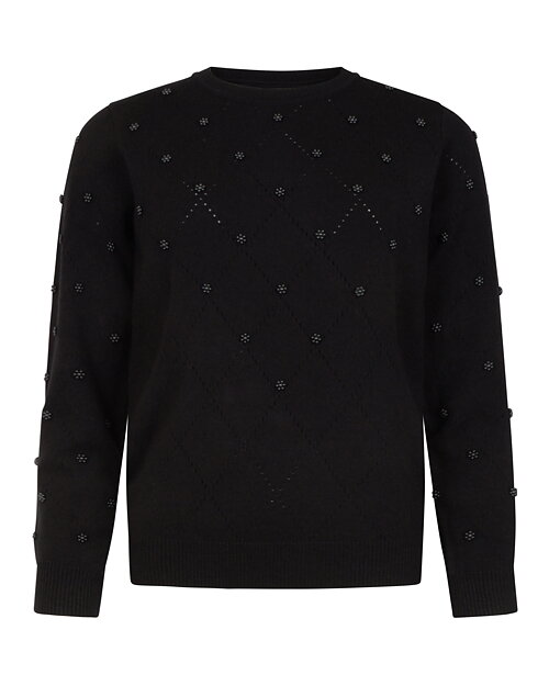 Jumper rutmönstrad med pärlor svart