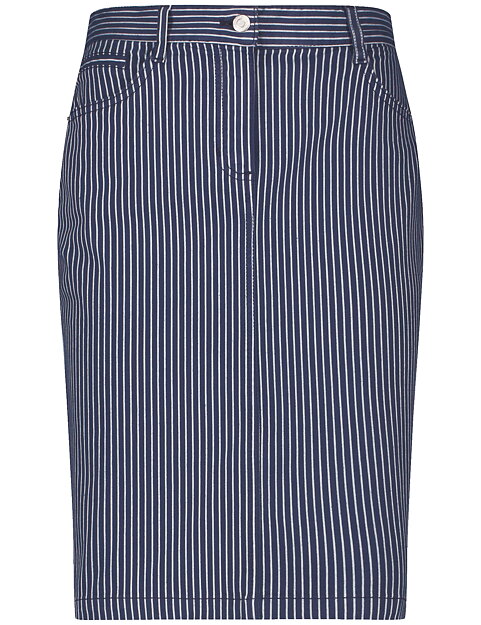 Jeanskjol marinblå med offwhite ränder - 5