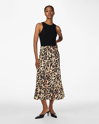 Kjol Yaspella midi leopard