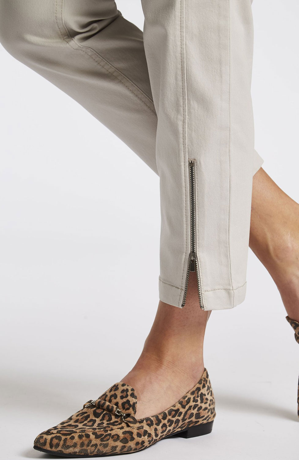 Mirakelbyxa Piper regular cropped grey-sand - 5