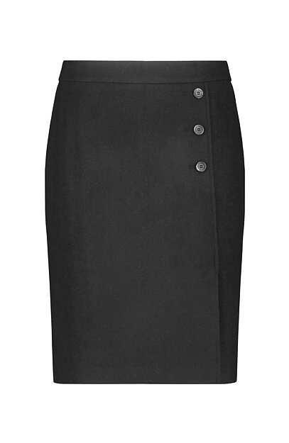 Kjol rak knapp/slits fram svart - 3
