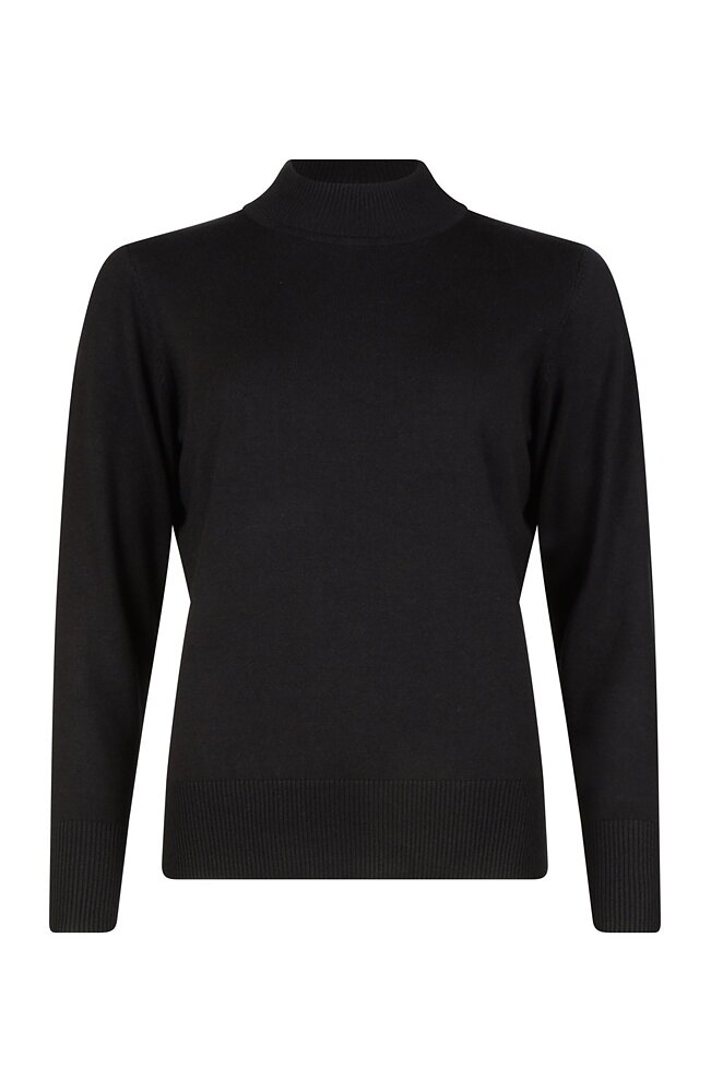 Jumper stickad turtle lång ärm svart