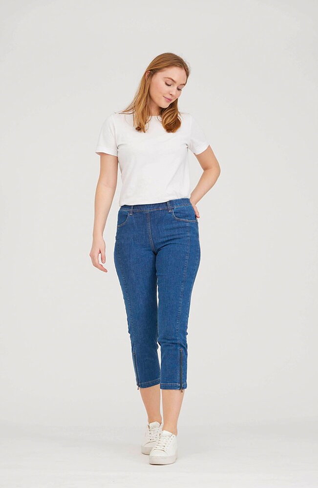 Mirakelbyxa Piper cropped mellanblå denim