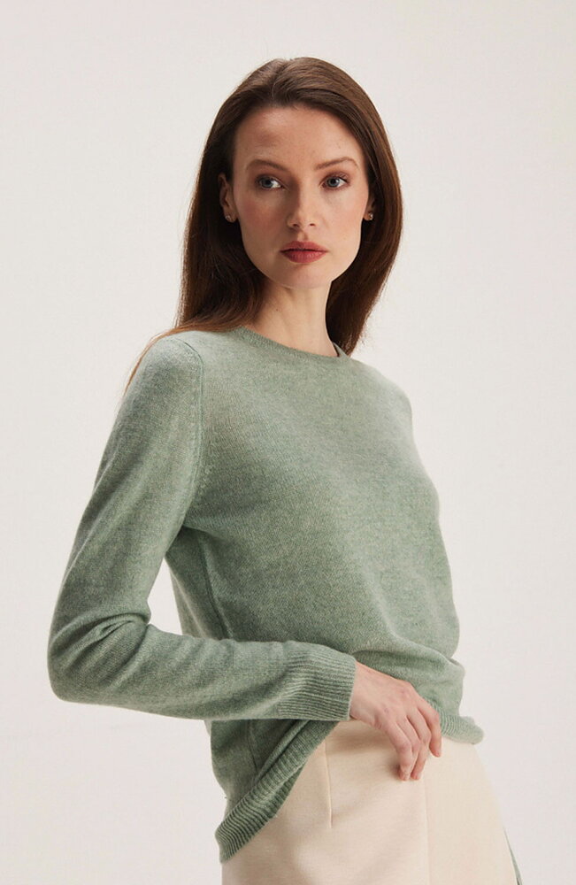 Kashmirjumper loose tension sage-grön