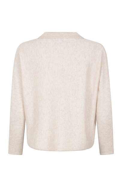 Kashmirjumper open collar krage beige - 5