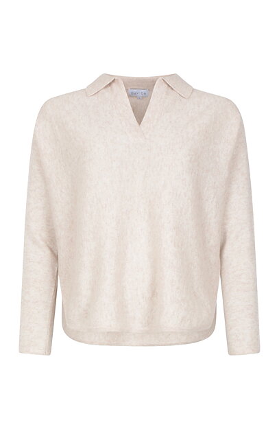 Kashmirjumper open collar krage beige - 3