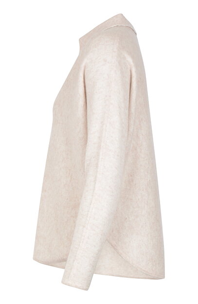 Kashmirjumper open collar krage beige - 4