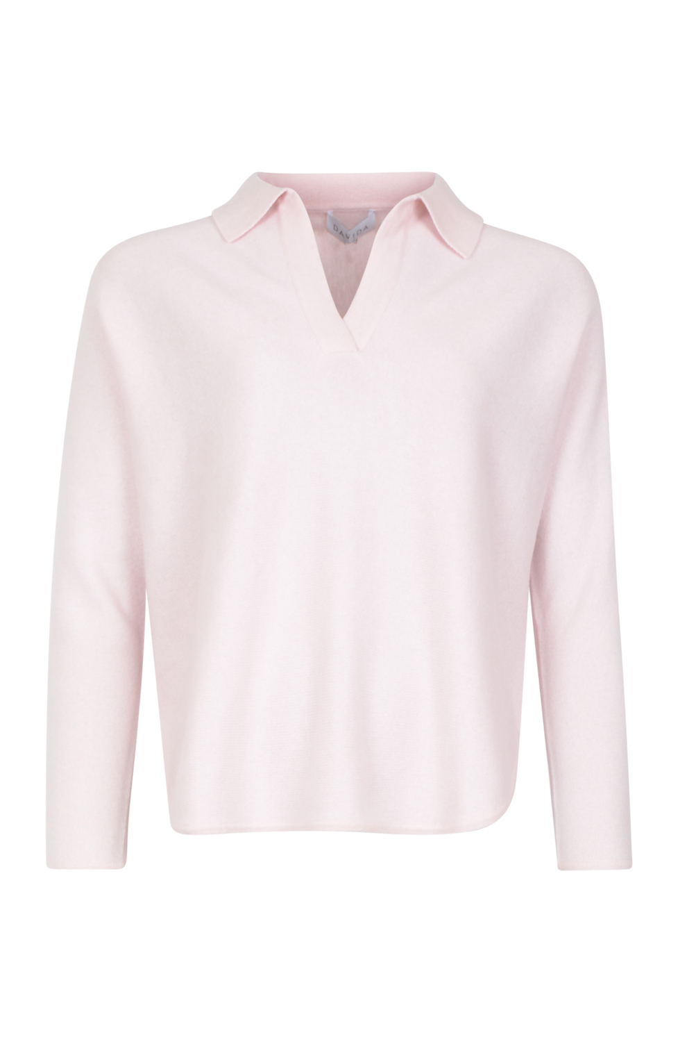 Kashmirjumper open collar krage ljusrosa - 4