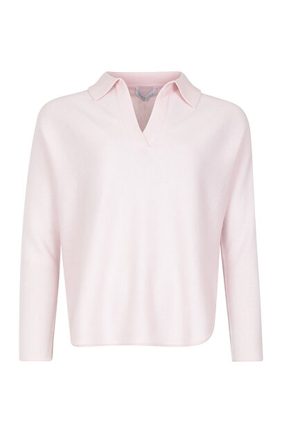 Kashmirjumper open collar krage ljusrosa - 4