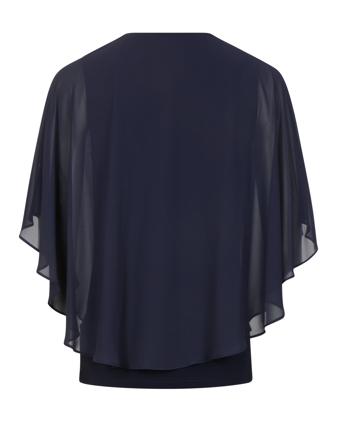 Blus v-ringning strass chiffong marinblå - 2