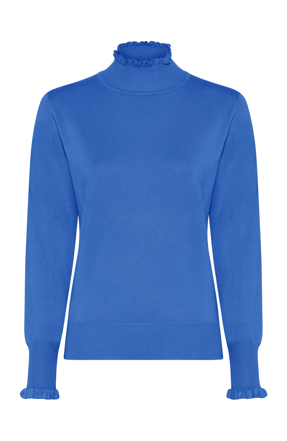 Jumper volang på krage och ärm mellanblå