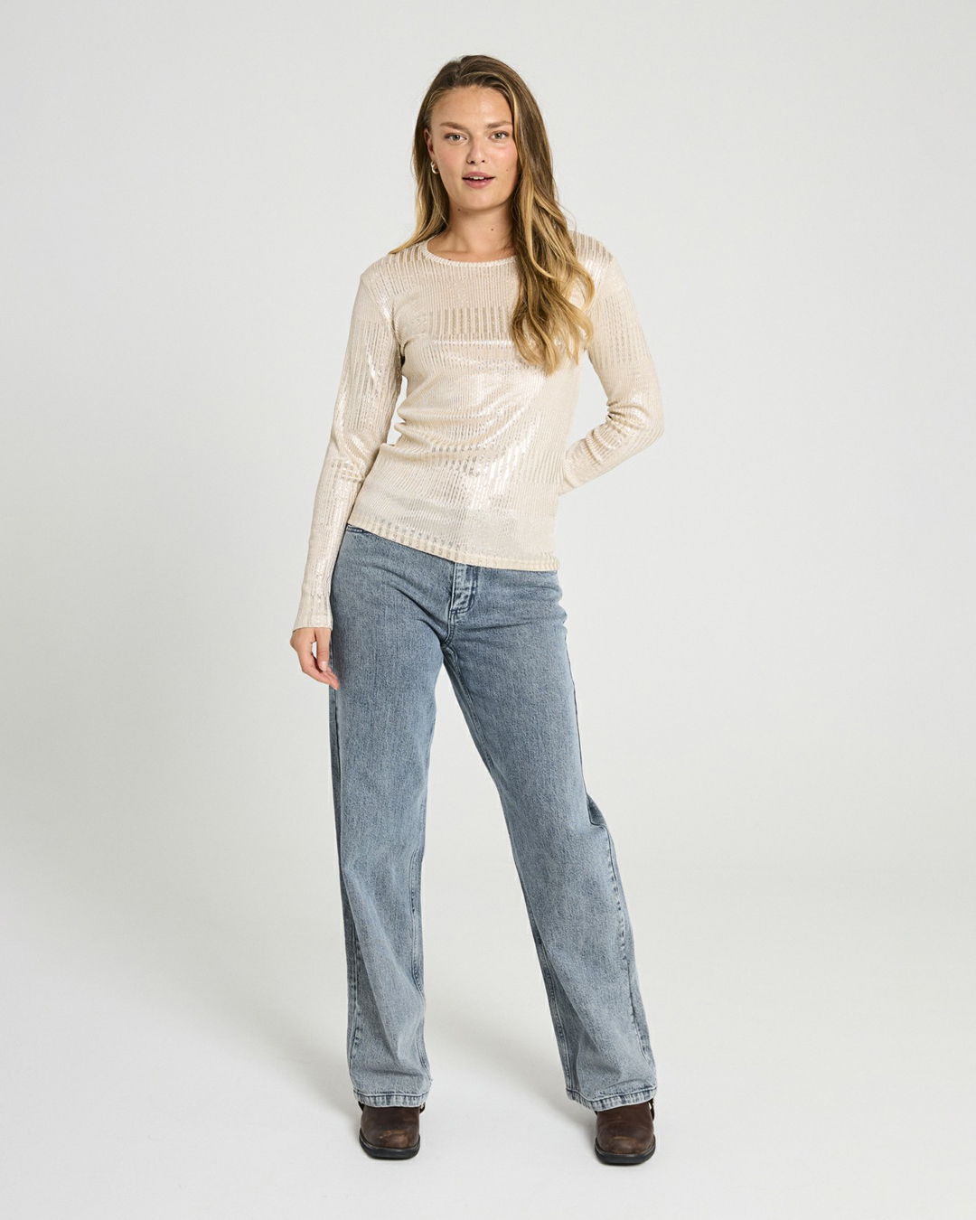 Topp Matter beige med glitterränder guld - 6
