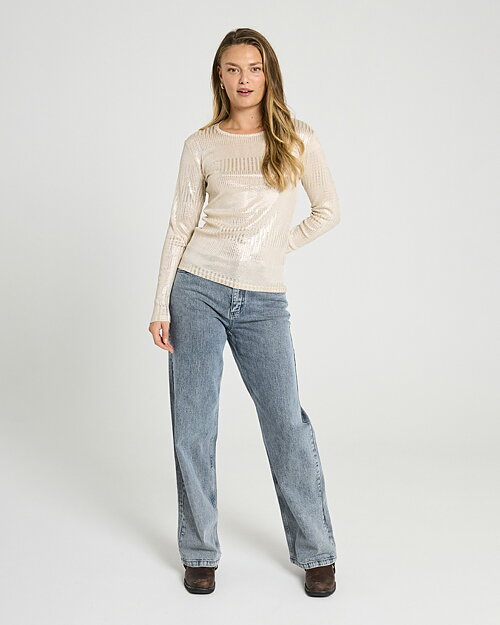 Topp Matter beige med glitterränder guld - 6