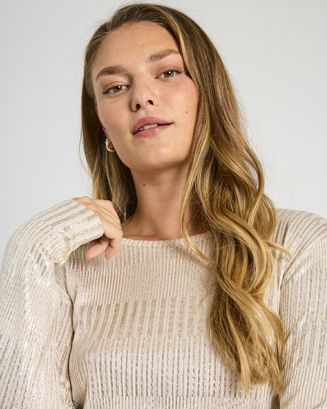 Topp Matter beige med glitterränder guld - 2