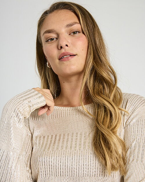 Topp Matter beige med glitterränder guld - 2