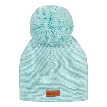 Knitted classic beanie 1 pom pom, Fairy Aqua