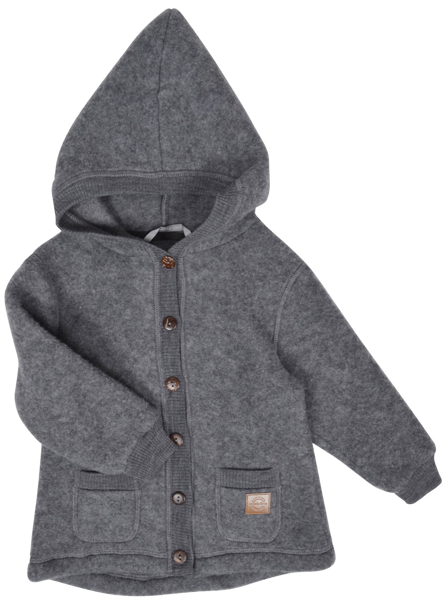 Wool Cardigan w.Hood+pockets Melange Grey