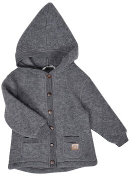 Wool Cardigan w.Hood+pockets Melange Grey