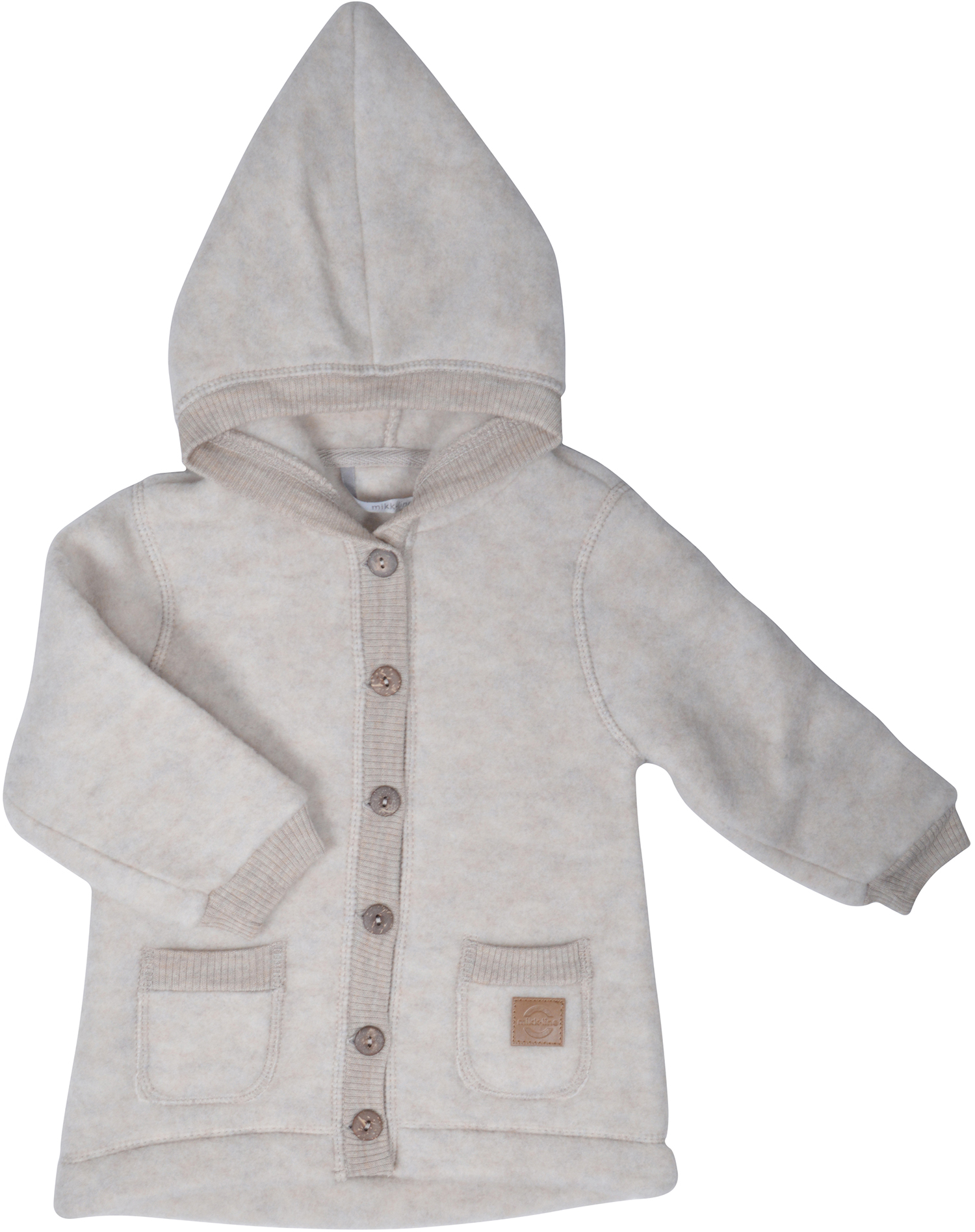 Wool Cardigan w.Hood+pockets Melange offwhite