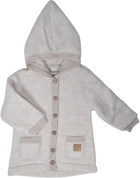 Wool Cardigan w.Hood+pockets Melange offwhite