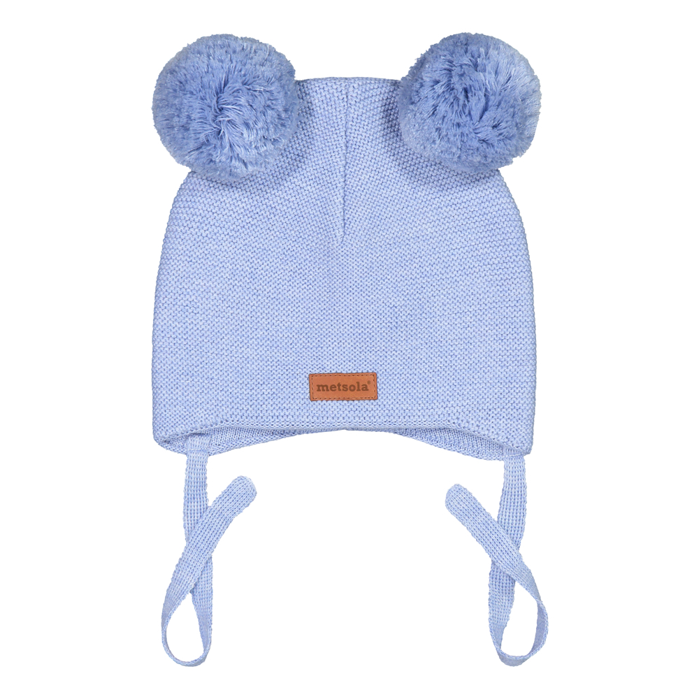 Knitted Baby Beanie 2 Pom pom Cool Blue - 2