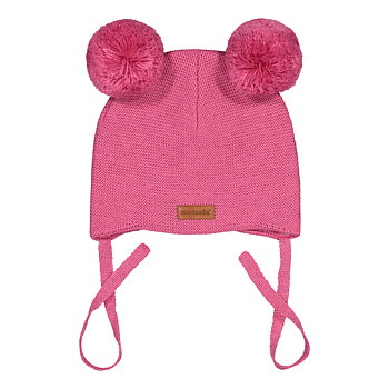 Knitted Baby Beanie 2 Pom pom Wild Rose