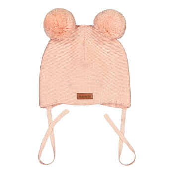 Knitted Baby Beanie 2 Pom pom  Rose Smoke