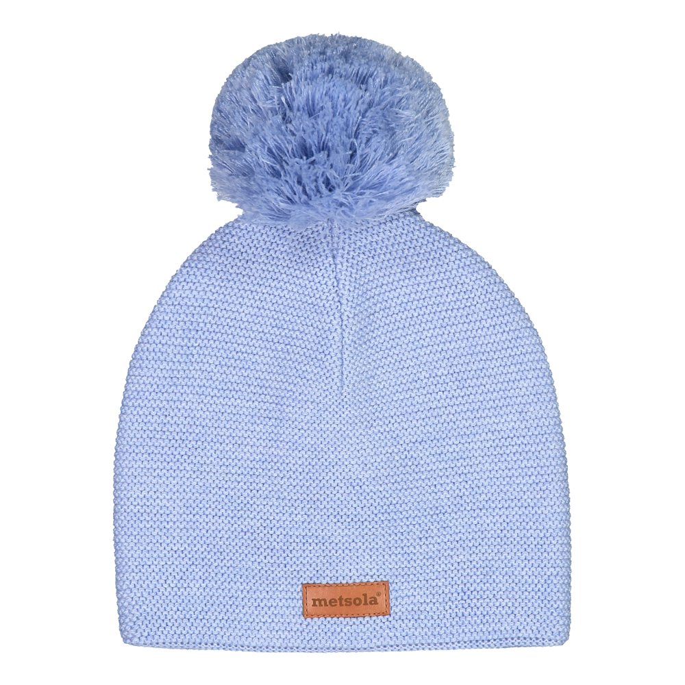 Knitted Classic Beanie 1 Pom pom  Cool blue