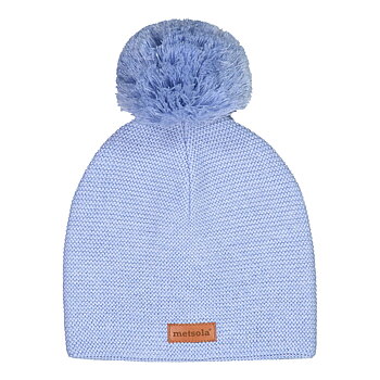Knitted Classic Beanie 1 Pom pom  Cool blue