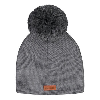 Knitted Classic Beanie 1 Pom pom Granite