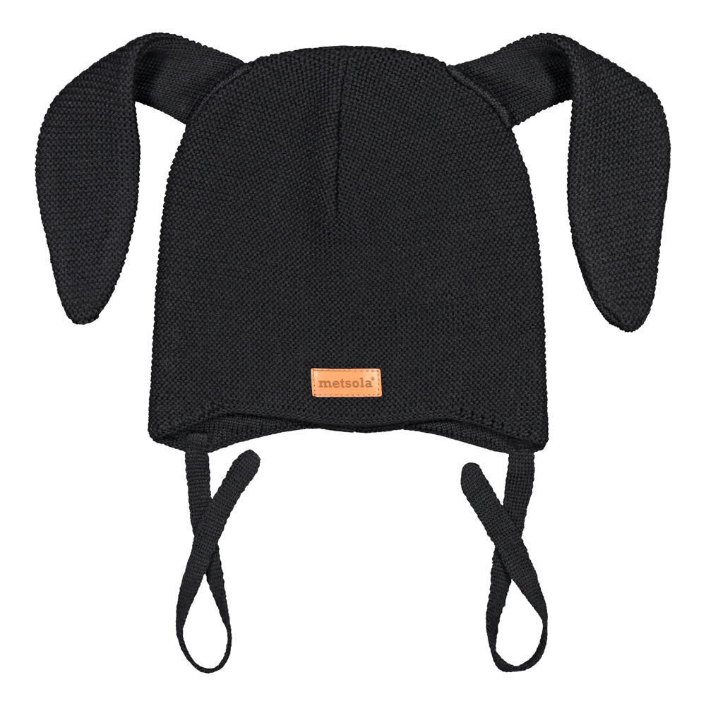 Knitted Baby Bunny Beanie with Ears Black