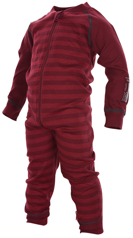 STRIPE MERINO OVERAL BEET RED