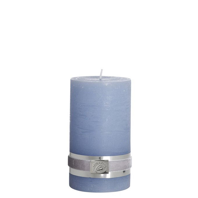 Rustikt blockljus 12,5 cm - Light Blue
