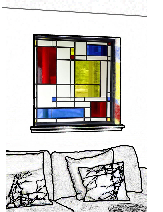 Blyglasfönster Mondrian 50 b