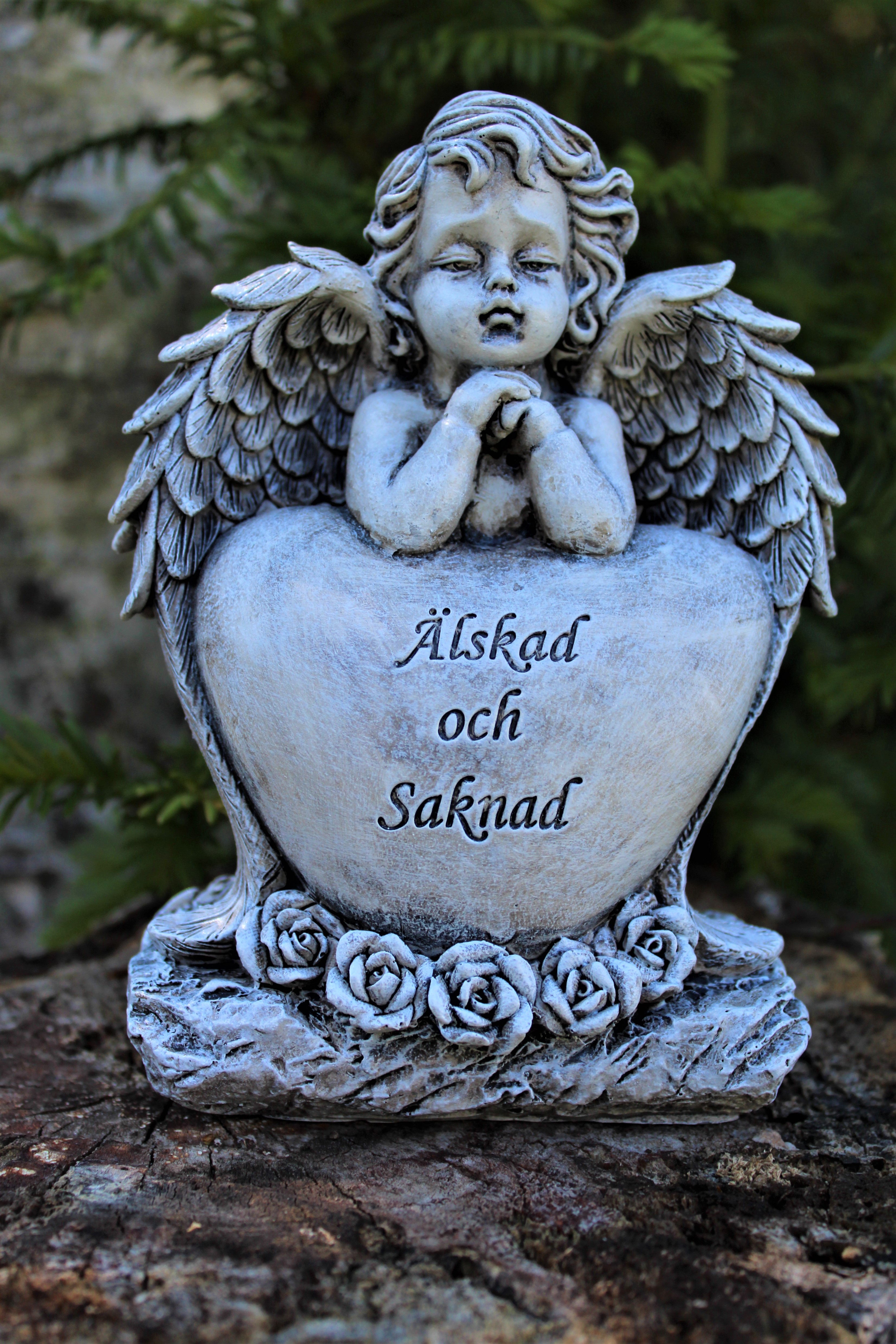 Gravhjärta med ängel/6 ST PER  FÖRP - 2