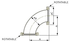 Elbow SS304 NW100CF, one flange rotatable - 2