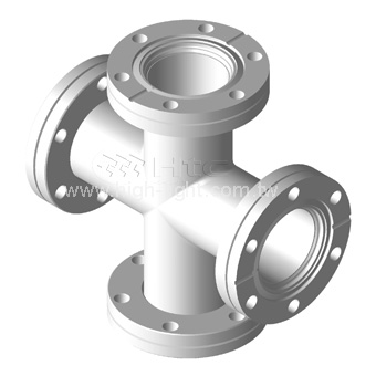X-stycke SS304 NW35CF, two flanges rotatable