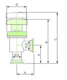 Angle valve Stainless steel manual DN16ISO-KF - 3